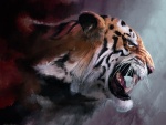 Pintura de un tigre enfurecido
