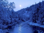 La luna reflejada en las frías aguas del río
