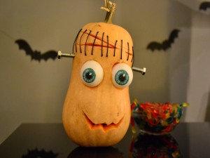 Postal: Calabaza Frankenstein para Halloween
