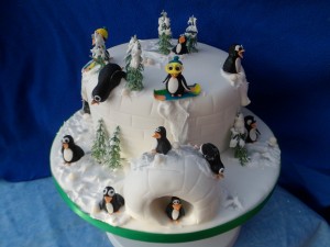 Divertida tarta de pingüinos