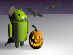 Android vampiro en la noche de Halloween