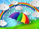 Día lluvioso con un arco iris
