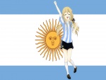 Chica K-ON! vestida de la selección de fútbol Argentina