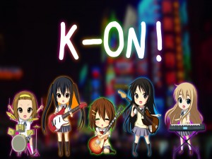 Las chicas de K-ON! con instrumentos musicales
