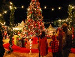 Gente admirando un bonito árbol de Navidad
