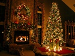 Gran salón decorado en Navidad