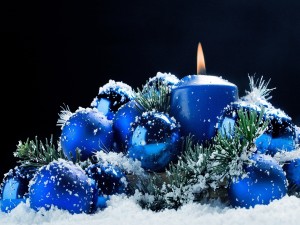 Centro de color azul para decorar en Navidad