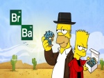 Homer y Bart Simpson parodiando la serie "Breaking Bad"