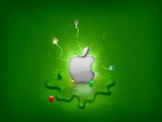 Apple en un fondo verde