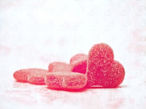 Golosinas de corazón con mucho azúcar