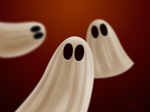 Postal: Fantasmitas en Halloween