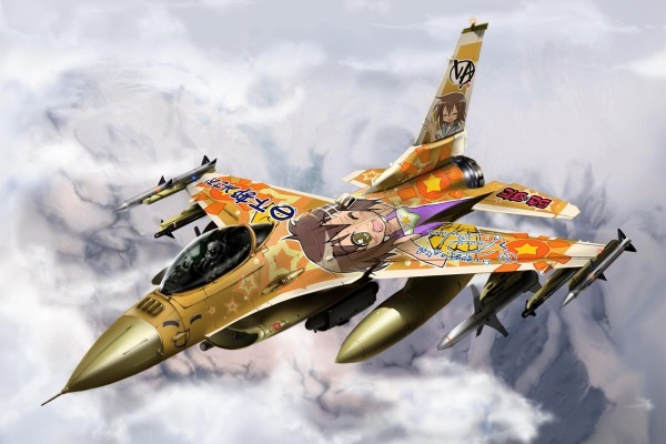 Avión de combate japonés con un dibujo manga
