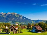 Un pequeño poblado en los Alpes suizos