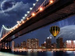 Un globo junto a un puente
