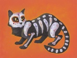 Pintura de un gato en el "Día de Muertos"
