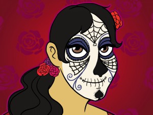 Imagen de una mujer maquillada en el "Día de Muertos"