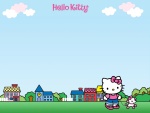 Hello Kitty paseando con un perrito