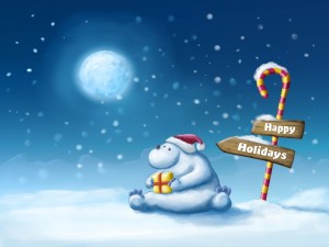 Postal: Oso polar solo en Navidad