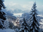 Precioso paisaje nevado en el castillo de Neuschwanstein (Baviera, Alemania)