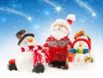 Encantadores muñecos de nieve y de Santa Claus