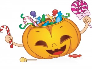 Divertida calabaza con caramelos para "Halloween"