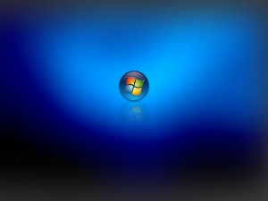 Logo de Windows reflejado en un fondo azul