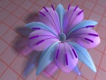 Flor digital con pétalos color azul y púrpura