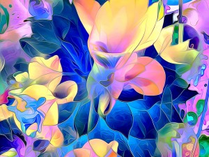 Dibujos abstracto con pétalos de flores de varios colores