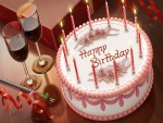 Una torta de cumpleaños "Happy Birthday"