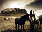 Indios nativos junto a los caballos