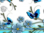 Mariposas y flores azules