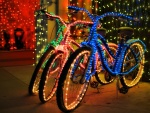 Bicicletas con luces de Navidad