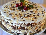 Una rica tarta con almendras y chocolate para comer en Navidad