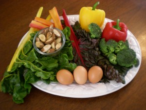 Postal: Verduras, huevos y frutos secos