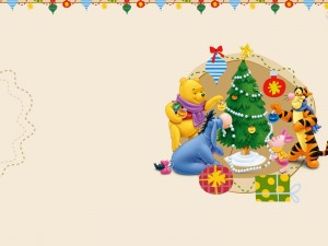 Winie the Poo y sus amigos decorando el árbol de Navidad