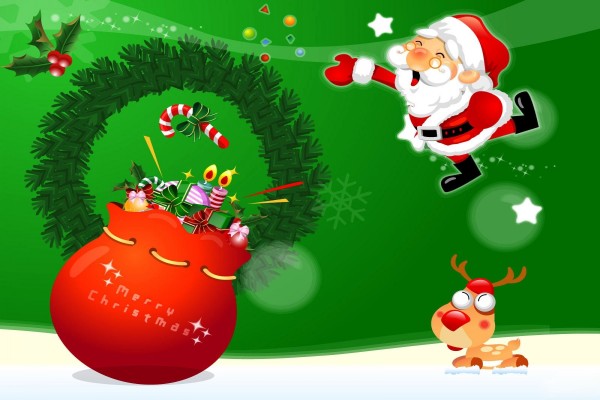 Un jovial Santa Claus deseando ¡Feliz Navidad!