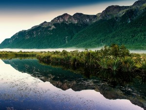 Postal: Lago de los Espejos, Nueva Zelanda