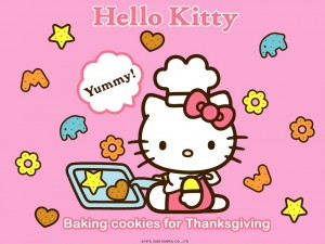 Hello Kitty horneando galletas