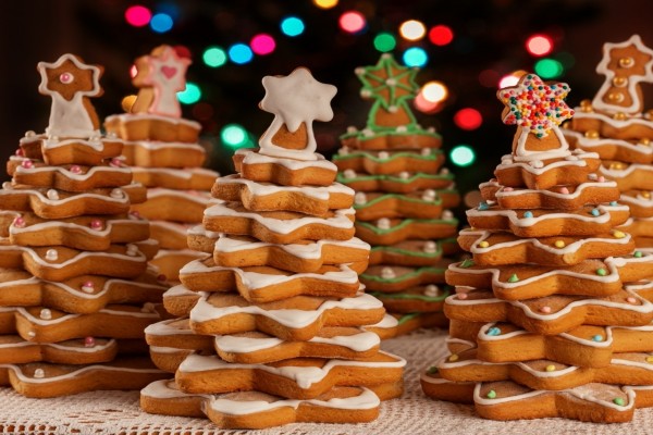 Masitas formando árboles de Navidad
