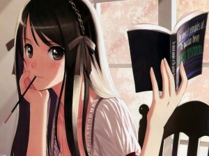 Una joven anime estudiando