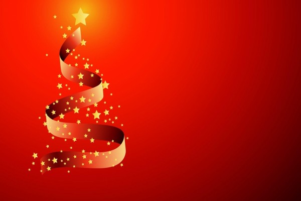 Cinta formando un árbol de Navidad con estrellas luminosas
