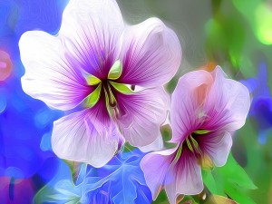 Flores en 3D color púrpura