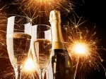 Festejando el Nuevo Año con champaña y fuegos artificiales