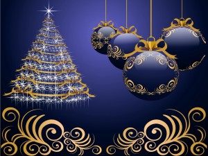 Adornos con espíritu navideño en color azul y dorado
