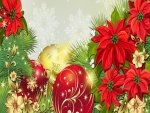 Flores y esferas para una feliz Navidad