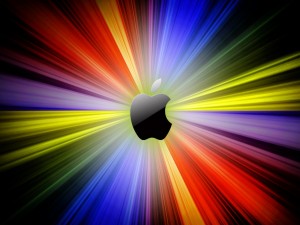 Postal: Logo de Apple con rayos resplandecientes