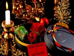 Caja de regalo y adornos navideño