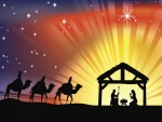 Los Reyes Magos caminando hacia el Portal de Belén en Navidad