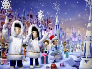 Muñecos del mundo celebrando la Navidad
