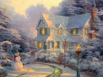Una casa cubierta de nieve al llegar la Navidad